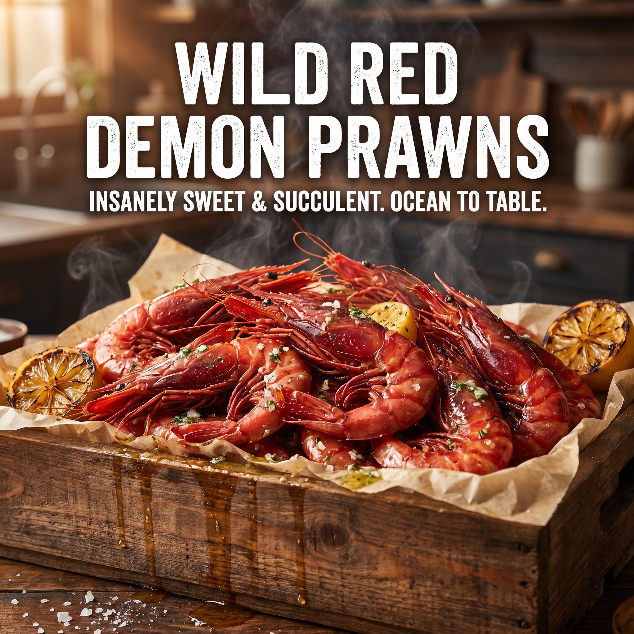 Premium Wild-Caught Scarlet Prawns - Deep-Sea Carabineros | Stunning Natural Red, Flash-Frozen & Sashimi Grade